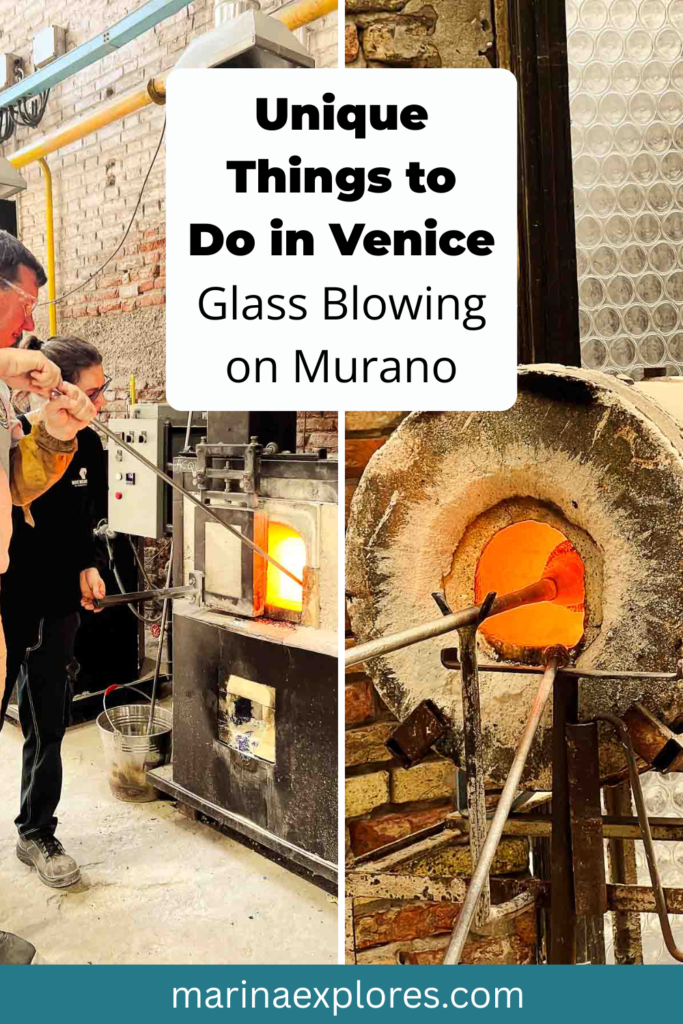 Unique things to do in Venice glass blowing on Murano Pinterest pin