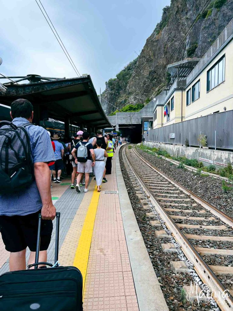 Train station platform in Manarola Cinque Terre, Italy