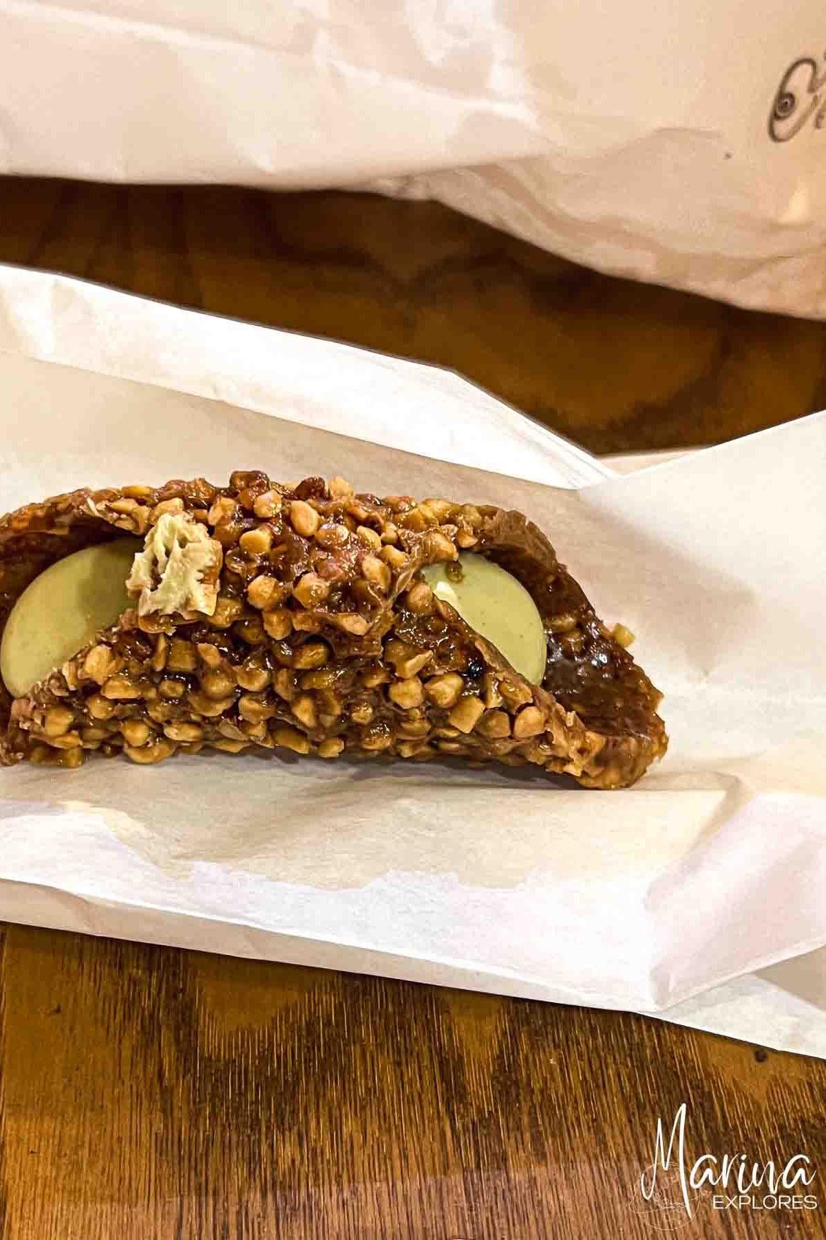 Pistachio canolli in Corniglia, Cinque Terre, Italy