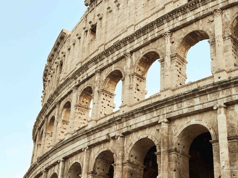 The arches of the Colosseum in Rome from exterior