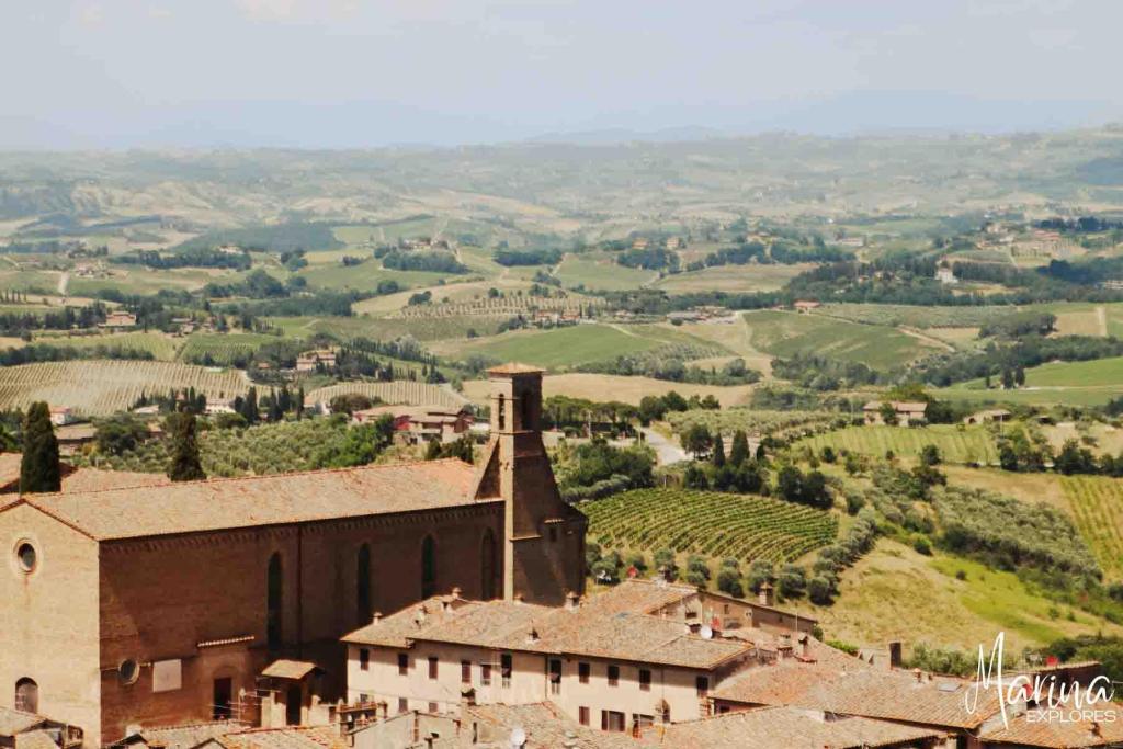 Views of Tuscany from walls of San Gimignano near Florence, Italy