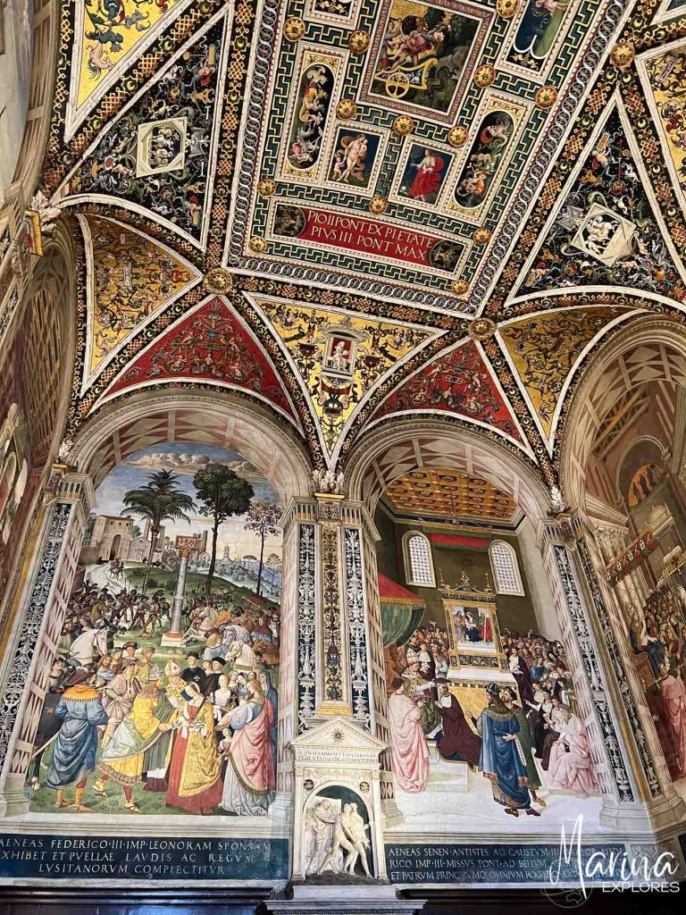 Interior view of cathedral in Siena near Florence, Italy