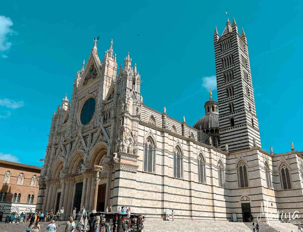 Exterior view of cathedral in Siena near Florence, Italy