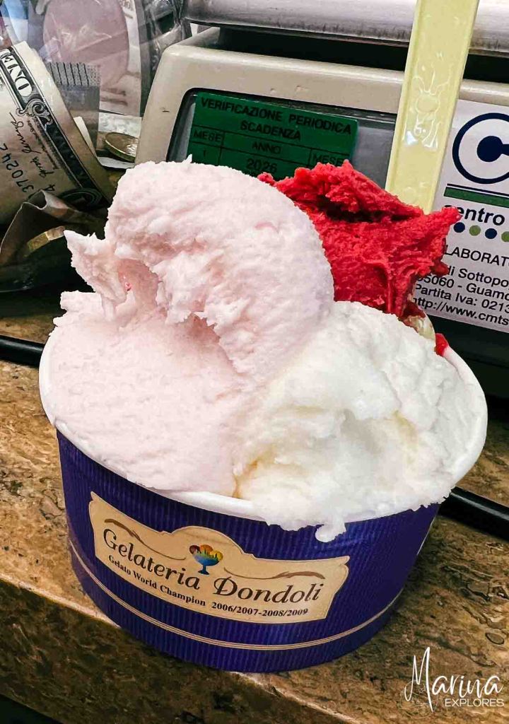 Gelato from Gelateria Dondoli in San Gimignano near Florence, Italy