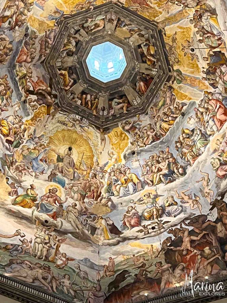Paintings of Last Judgement from interior of Duomo in Florence, Italy