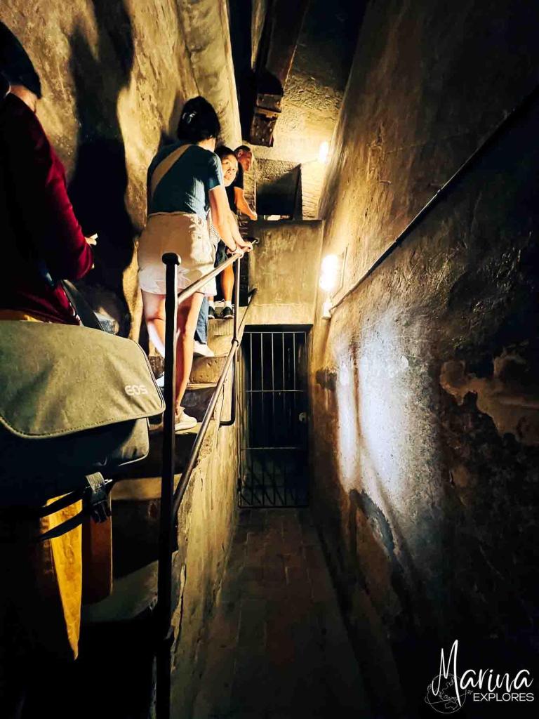 Narrow passageways between layer of dome from interior of Duomo in Florence, Italy