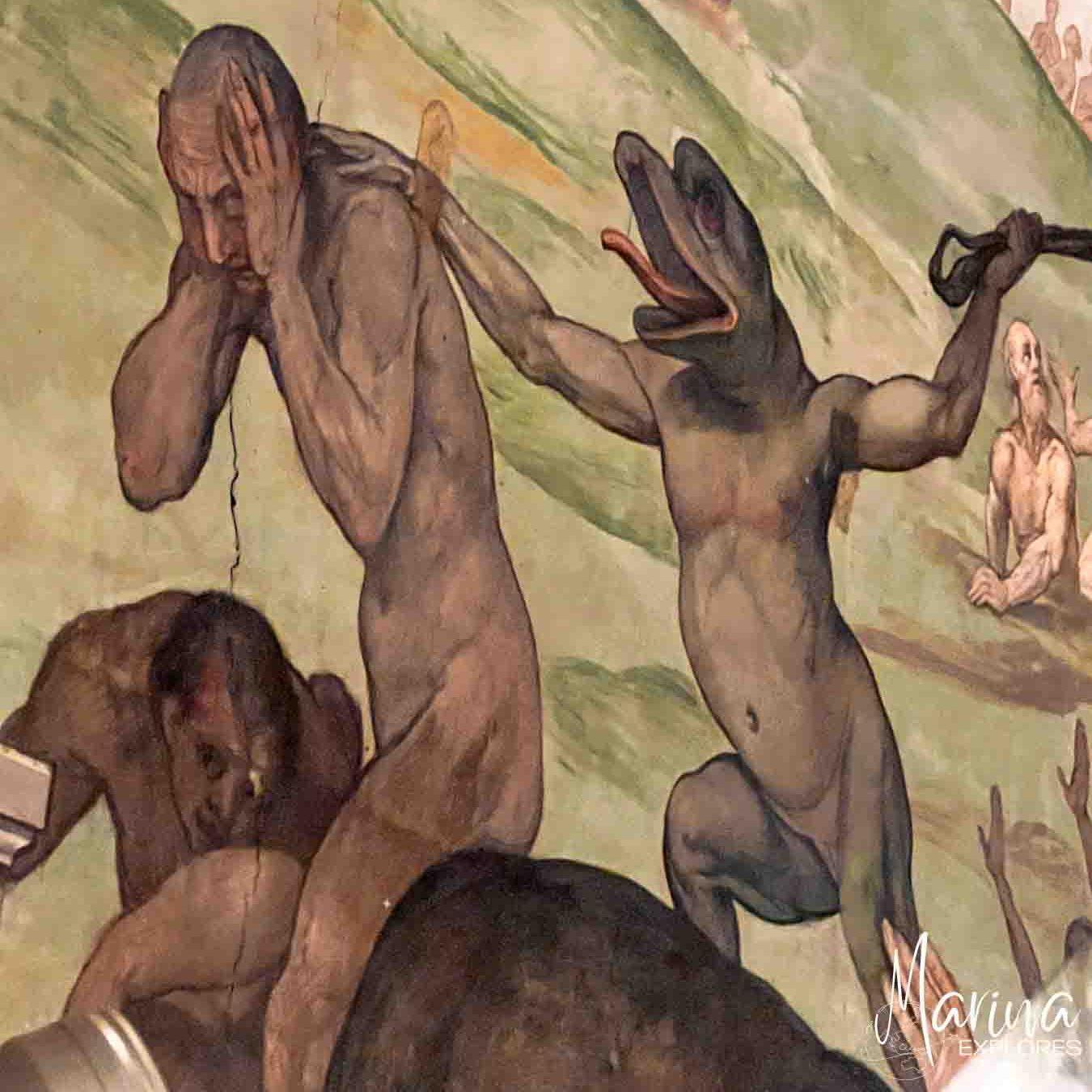 Paintings of Last Judgement from interior of Duomo in Florence, Italy