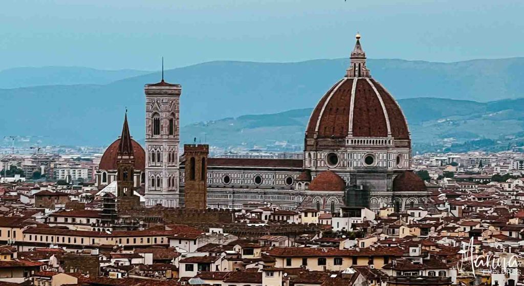 View of Duomo from Piazzale Michelangelo in Florence, Italy
