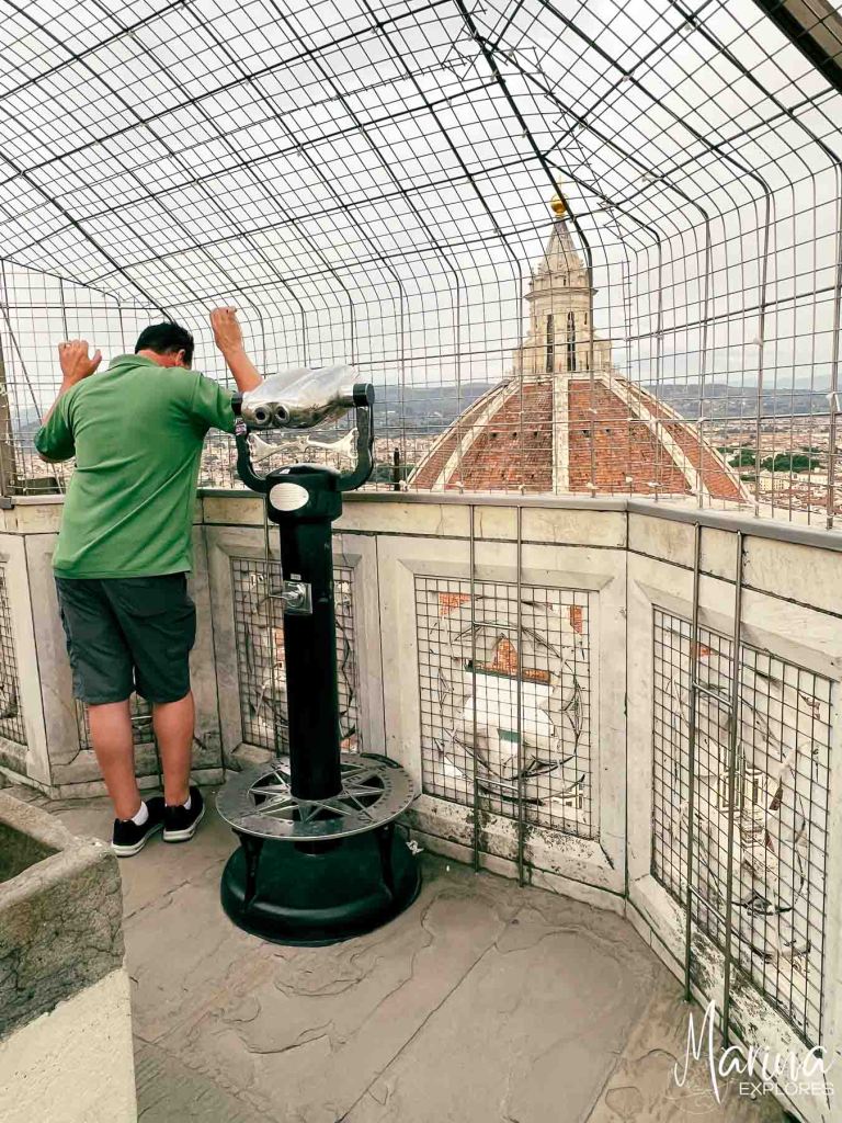 View of Duomo dome from Bell Tower in Florence, Italy
