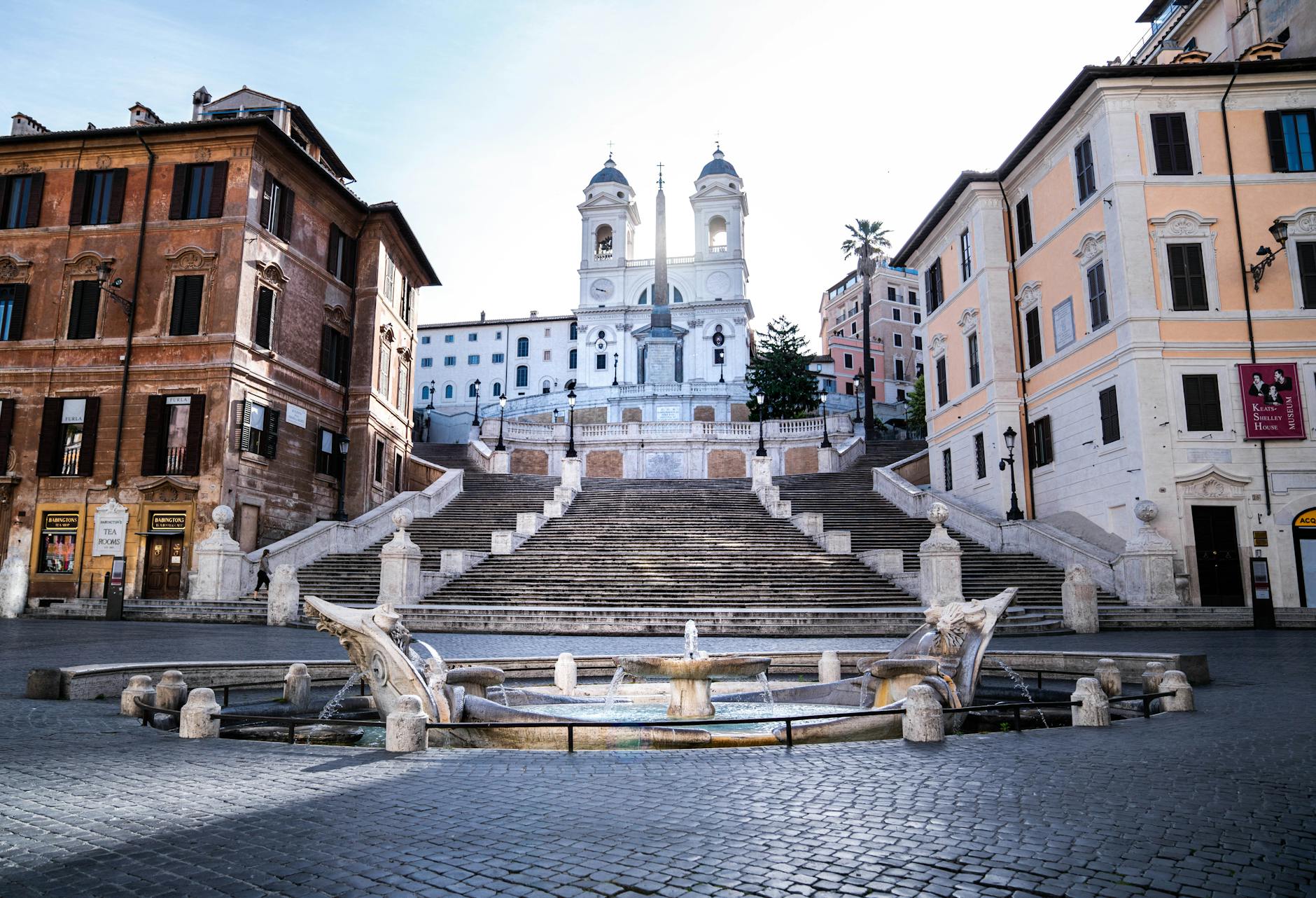 city buildings near the concrete stairs