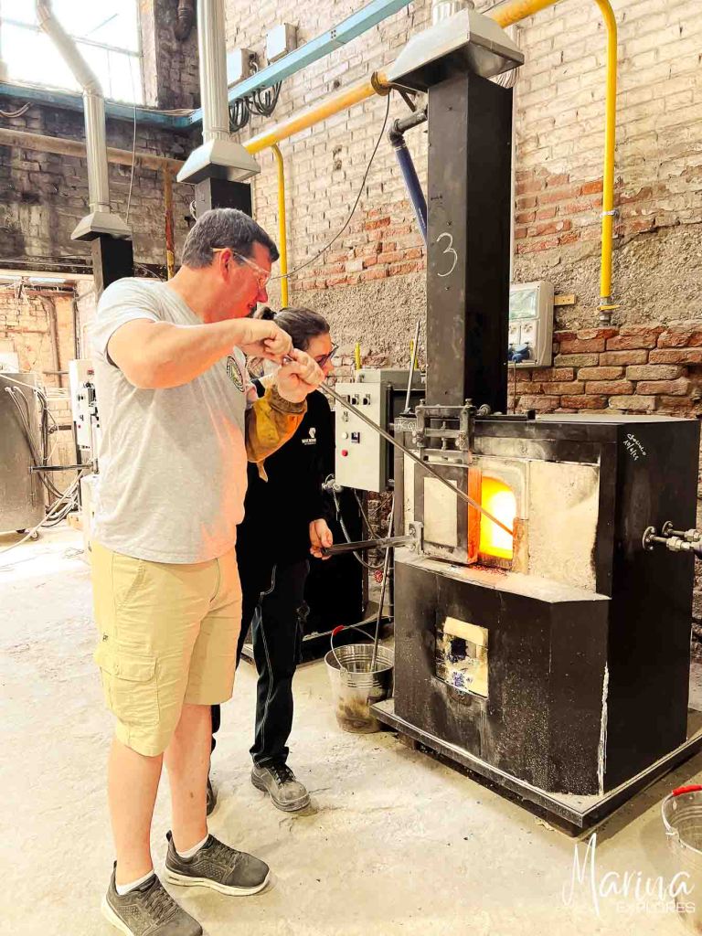 Glass blowing class at Wave Murano Glass Venice, Italy