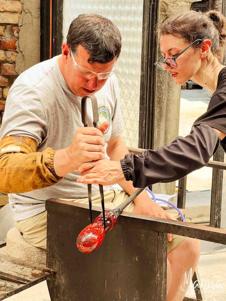 Glass blowing class at Wave Murano Glass Venice, Italy