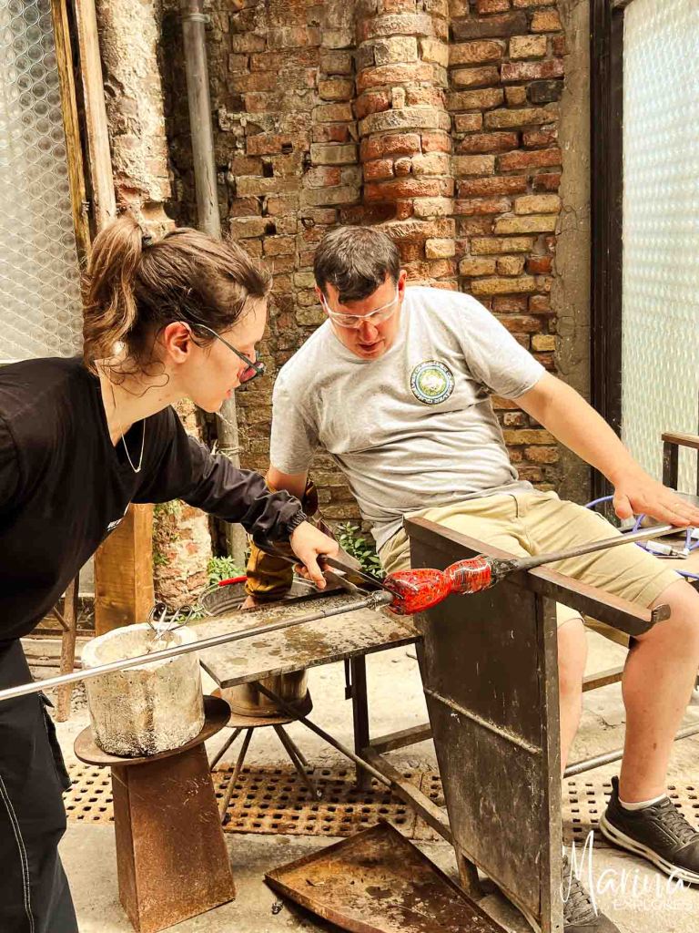 Glass blowing class at Wave Murano Glass Venice, Italy