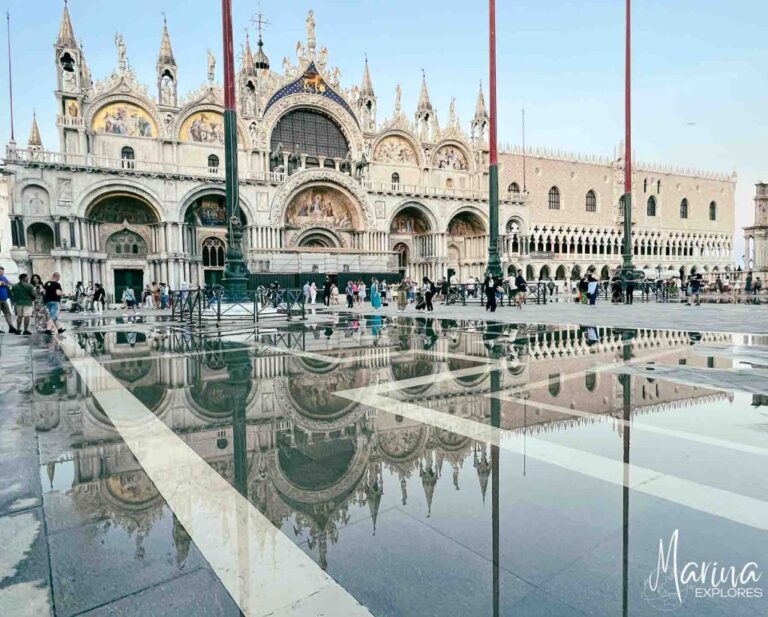 St. Mark's Square reflected in water Venice, Italy