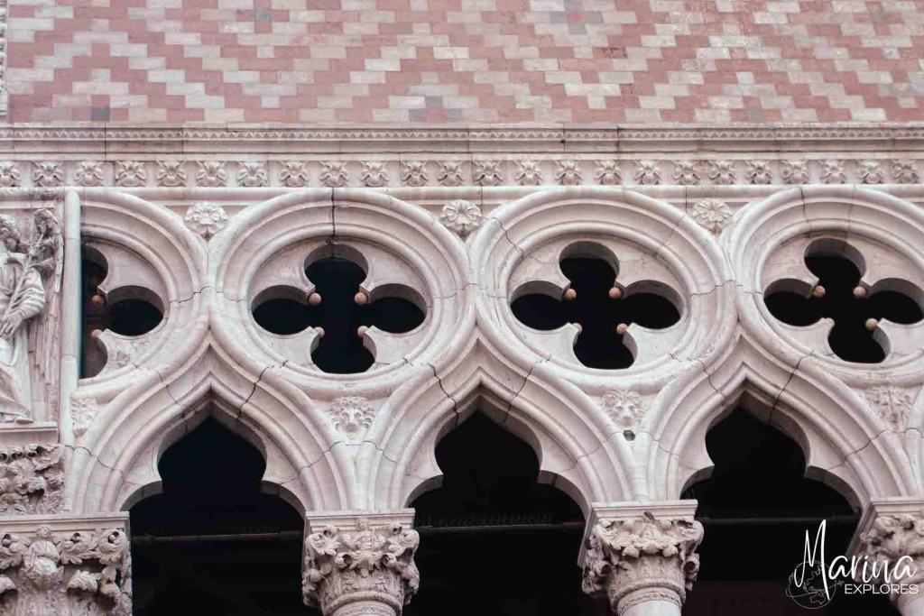 Details of exterior Doge's Palace Venice, Italy