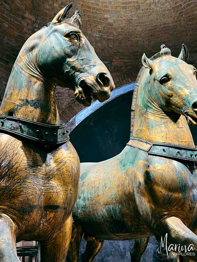 St. Mark's Horses, statues inside St. Mark's Basilica Venice, Italy