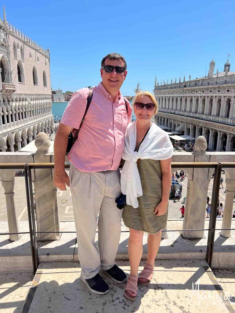 Marina and husband on terrace of St. Mark's Venice, Italy