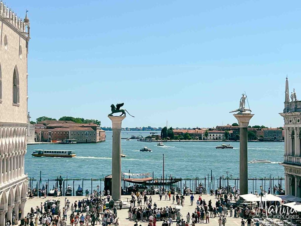 View out to lagoon from terrace of St. Mark's Venice, Italy