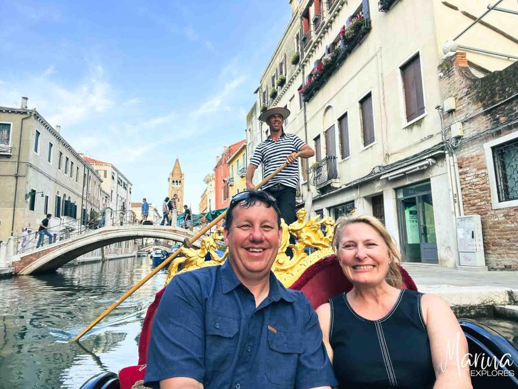 Marina and husband gondola ride Venice, Italy