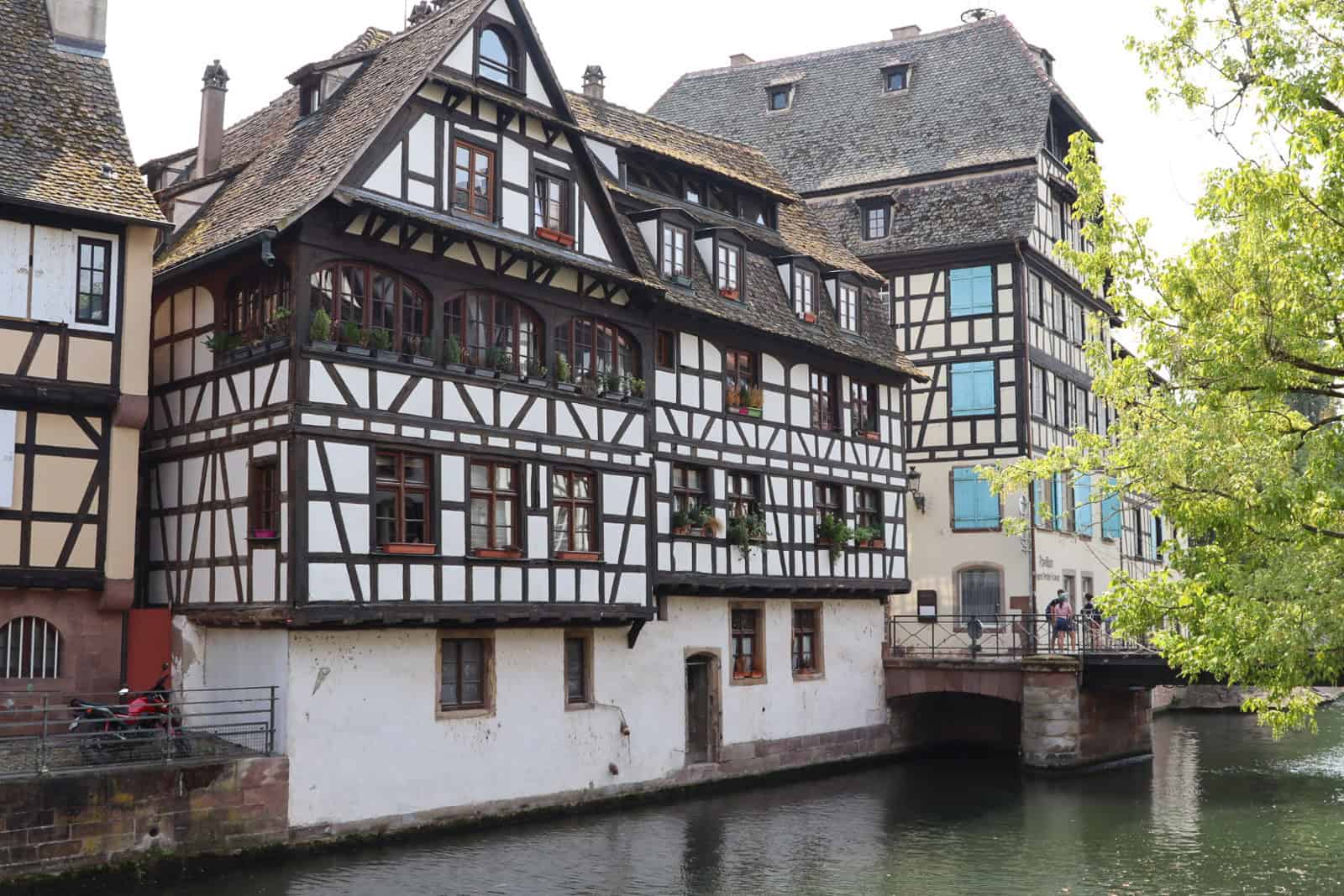 Half timbered buildings on canal